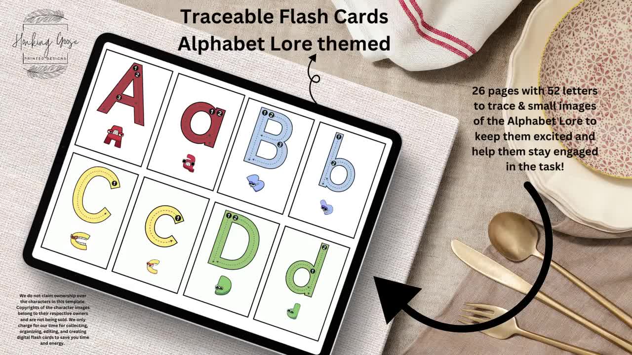 Alphabet Lore Themed Traceable Educational Cards All Ages,homeschool  Printables, Playroom, Classroom, Learning Cards,non Verbal, Montessori 