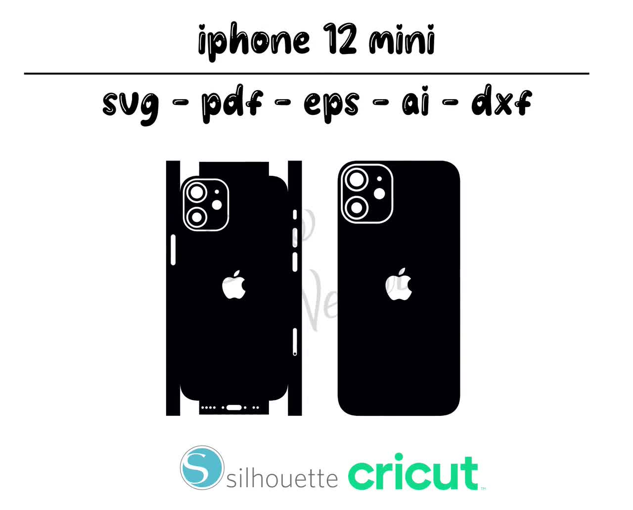 Apple iPhone 12 Mini Skin Template Cricut Vector Cut File Wrap Template  Silhouette Cameo SVG PDF Dxf Eps - Etsy