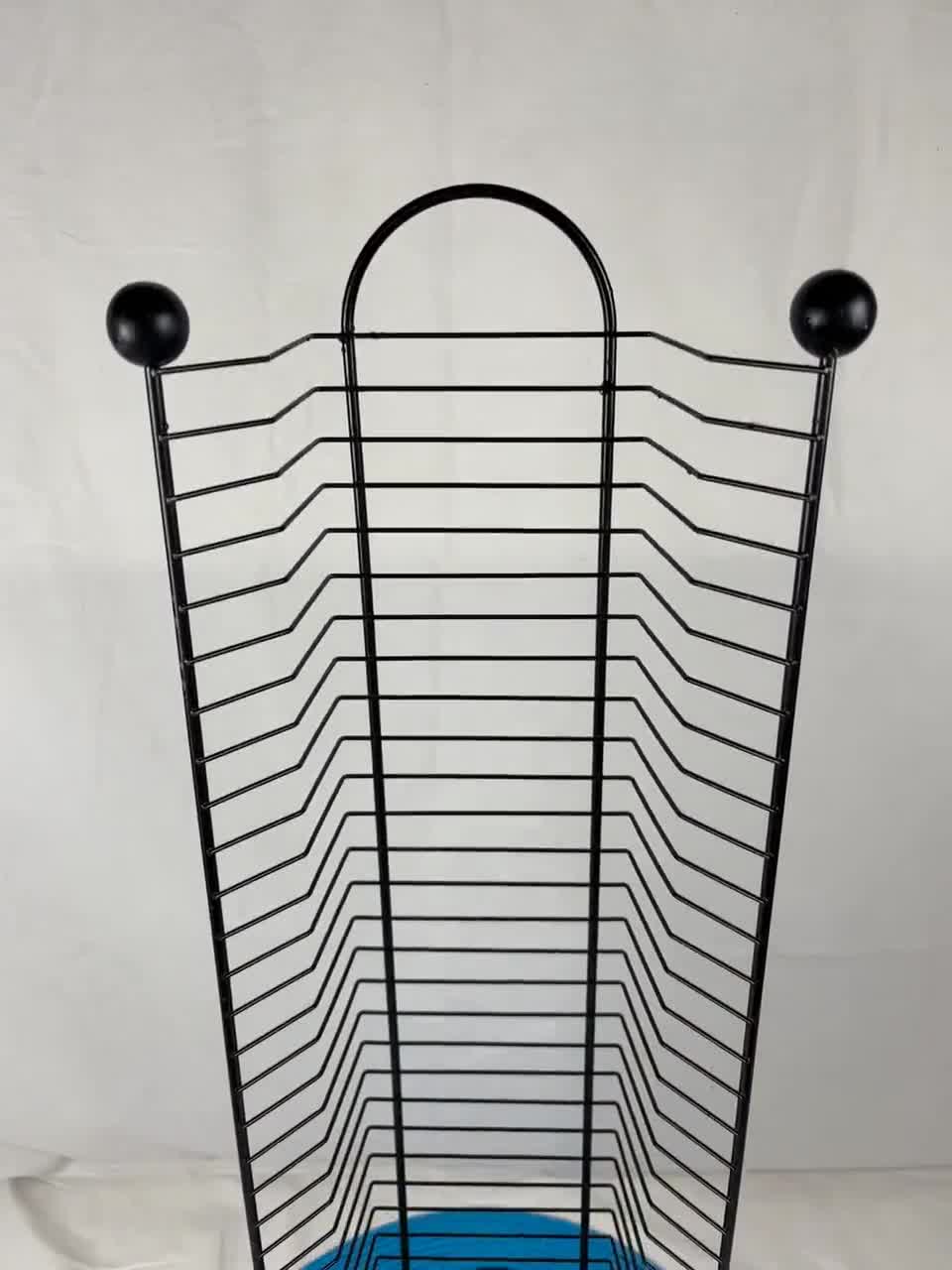 32-slot Black Metal Freestanding DVD Rack • Vertical Storage Tower