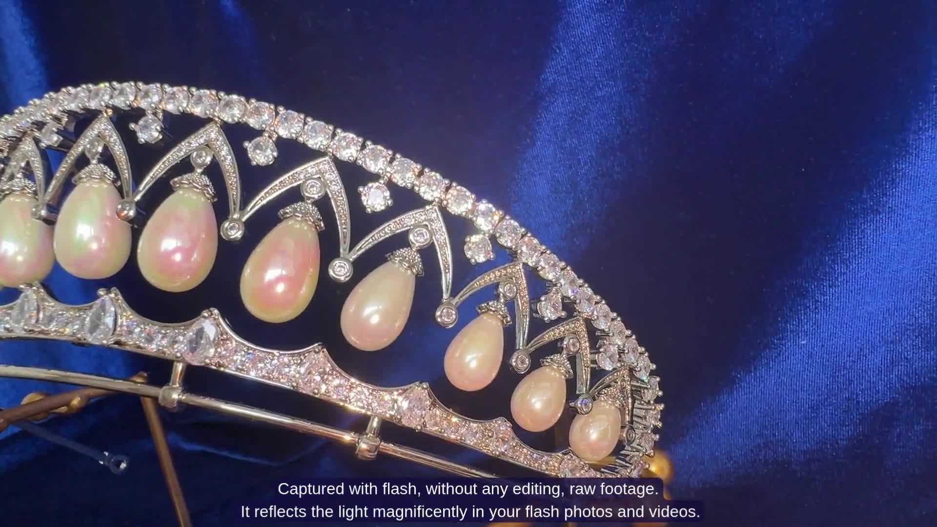 Empress Alexandra Feodorovna's Drop Pearl Tiara Luxury CZ Royal