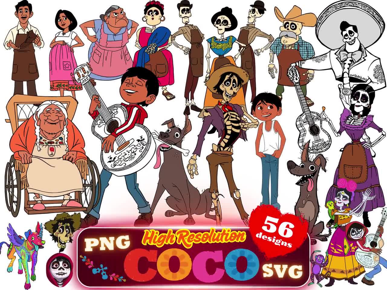 Coco SVG PNG Cliparts Bundle, Coco Sublimation Bundle, Coco