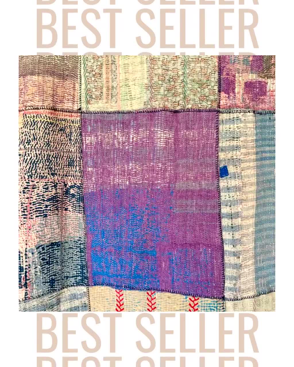 ハンドメイド、手作業でパッチを当てたヴィンテージカンタキルト