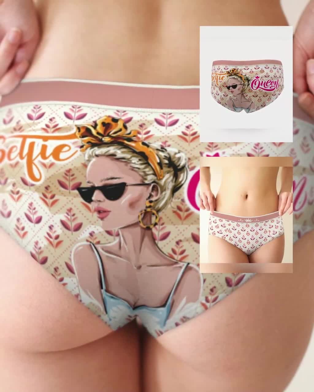 Pink Teddy Bear Print Mid Waist Retro Hipster Panties, Xs-xl/custom Sizes  Womens Underwear, Kawaii Pastel Teddie Lingerie Panties 