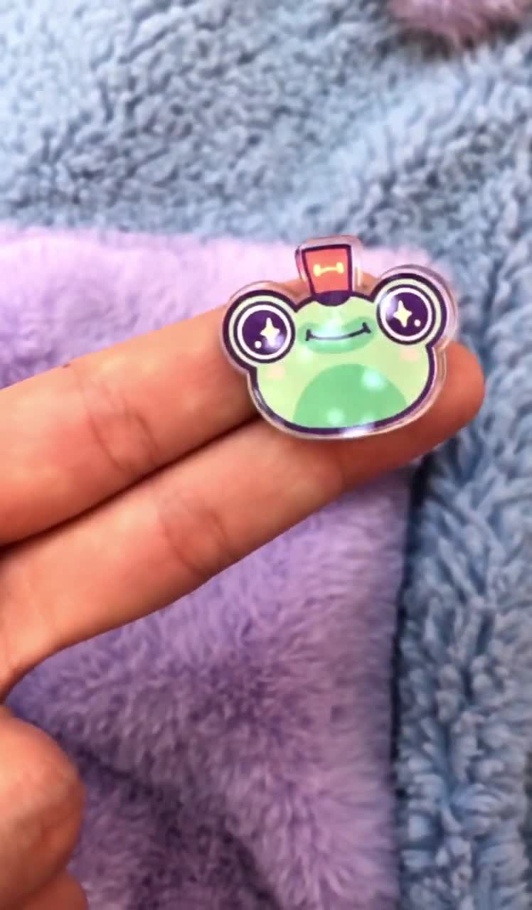 Kawaii Frog Alien Flying Saucer Acrylic Pin, Kawaii Pin, Cute Frog Pins