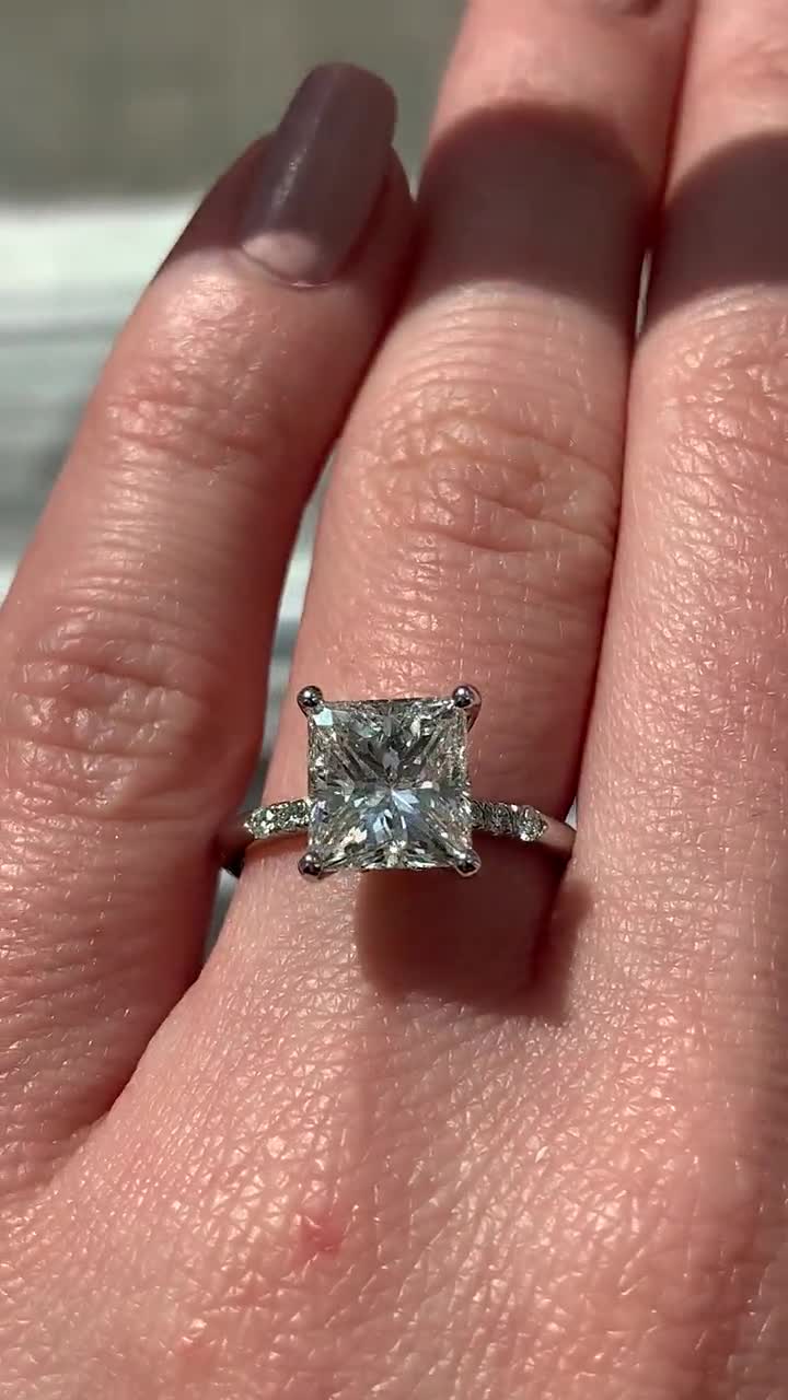 Elongated Princess Cut Diamond Custom Engagement Ring picture