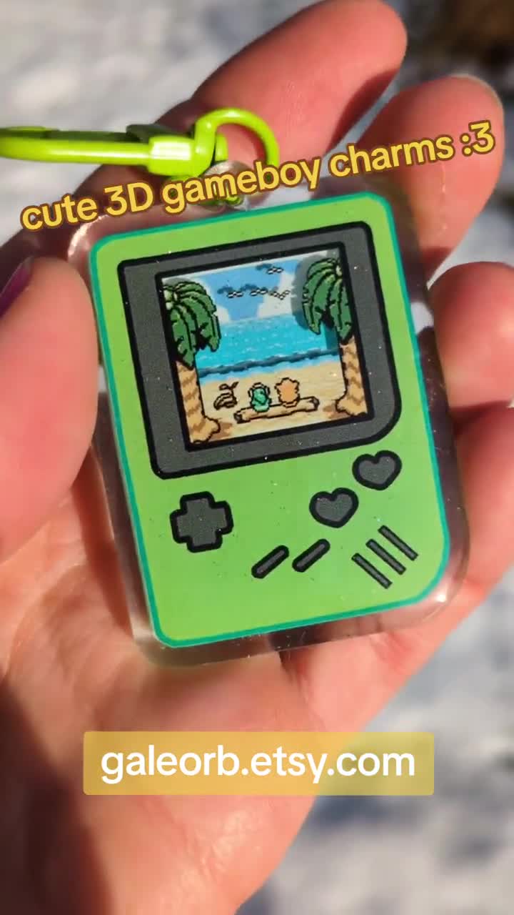 カワイイ3D効果ゲームボーイカラーキーホルダーレトロピクセルアート