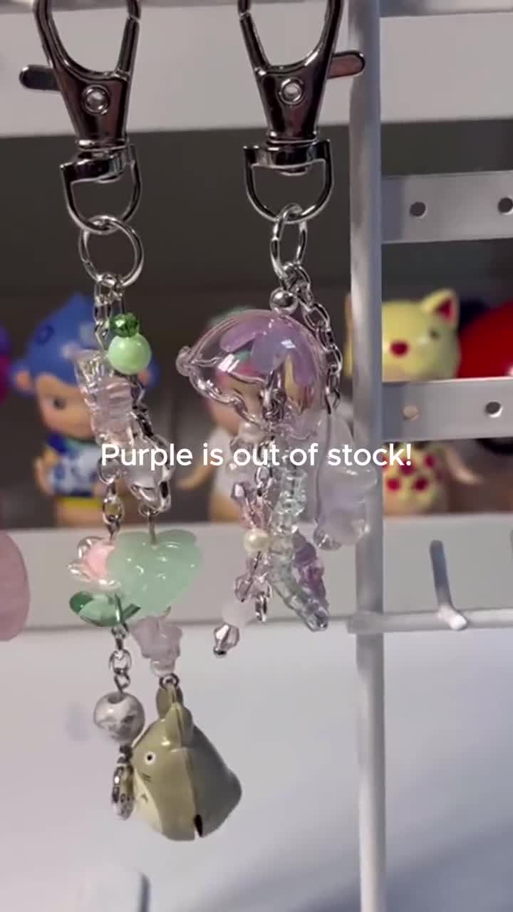 ブルークラゲキーホルダー - 手作りクラゲキーホルダー、クラゲの携帯