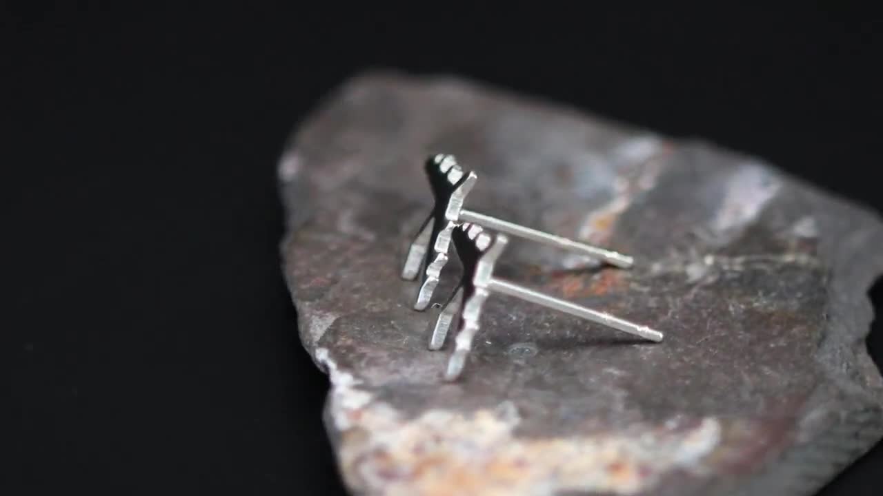 Sterling Silver or Gold B-52 Jet Stud Earrings: Military Airplane