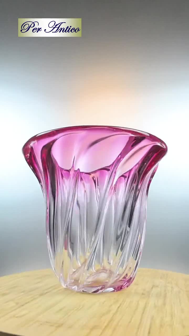 Val Saint Lambert Clear - Purple Crystal Vase “torsade” - Etsy