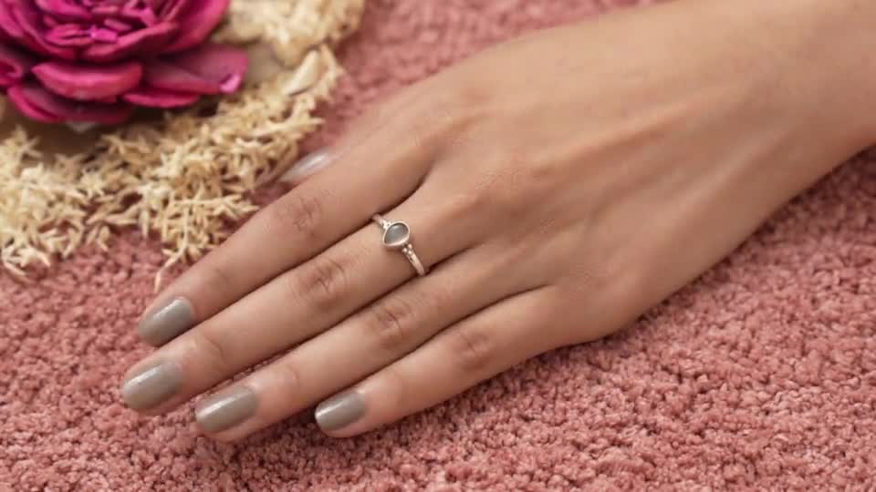 ローズクォーツリング、925スターリングシルバーリング、天然石リング