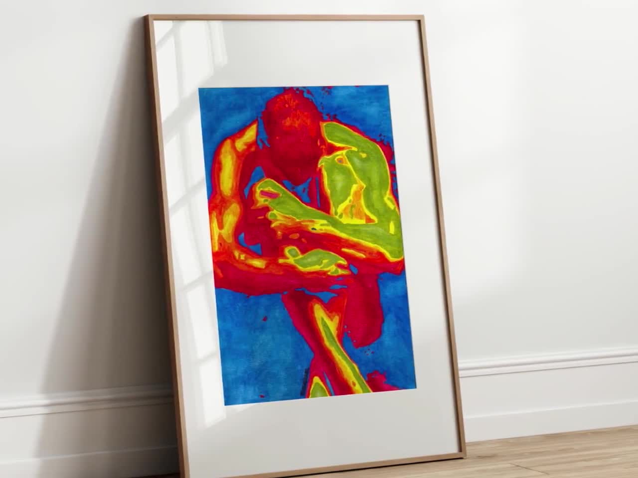 nude watercolor prints sensual wall hanging | abstract male painting |  homoerotic gay art print | homoeroticism | Same Sex Couple Gift