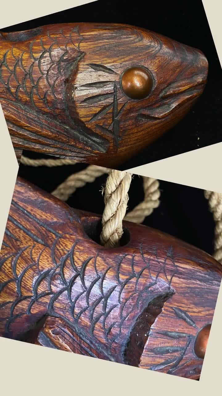 Vintage Wooden Fish Decor From Japan - Koi Shape - Jizaikagi
