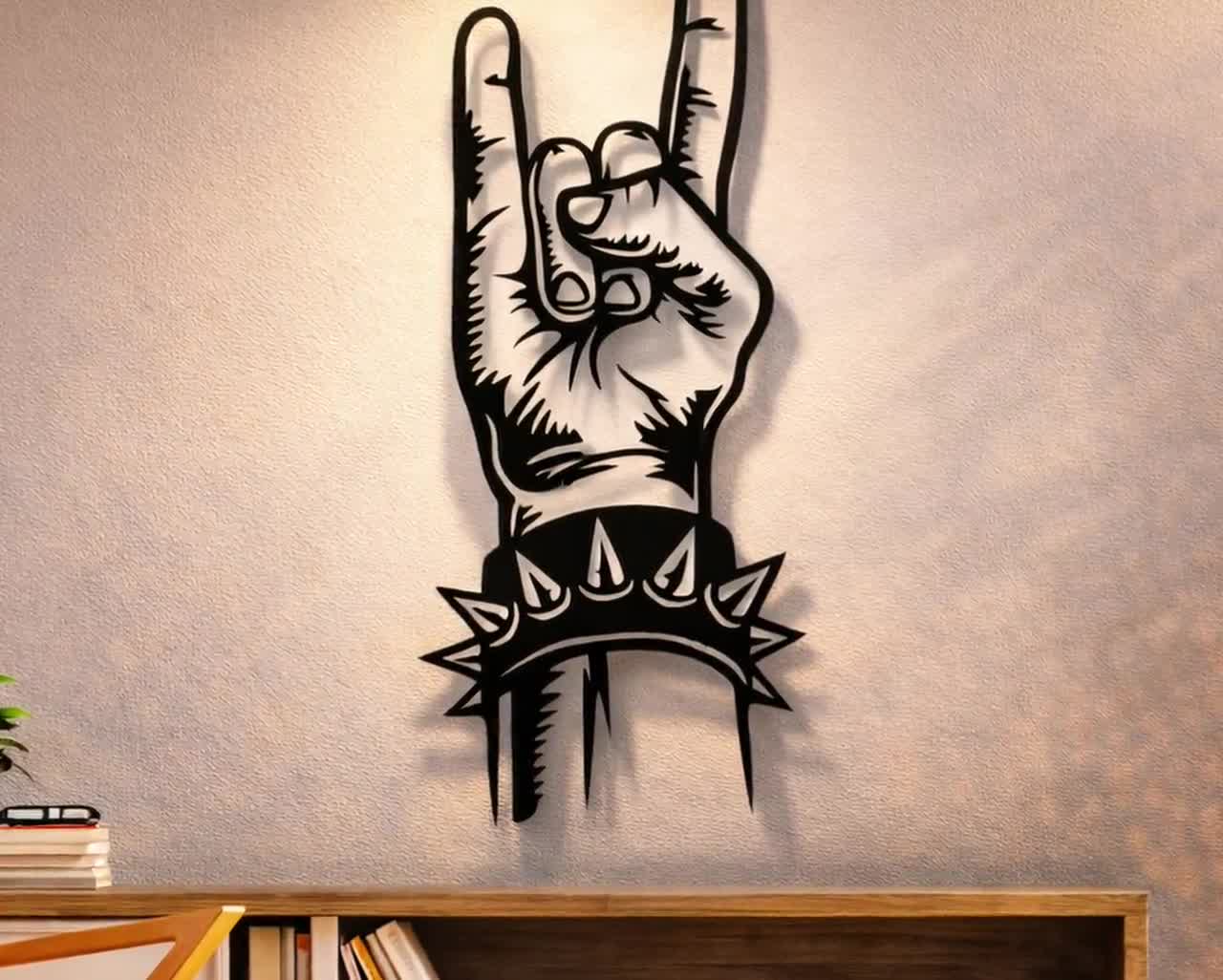 Rock Hand Sign SVG DXF Files Wall Art: CNC Laser Cut File - Etsy