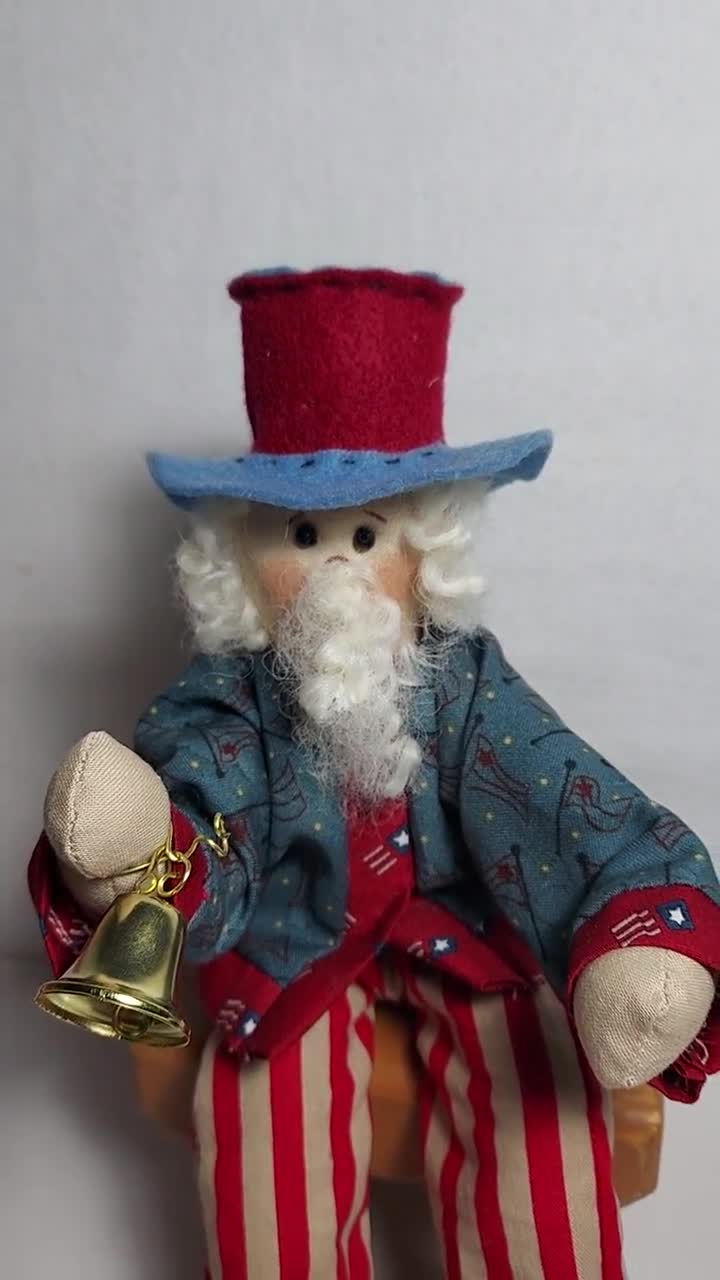 Handmade Uncle Sam Doll - Liberty Bell, Farmhouse Decor (11 Inch