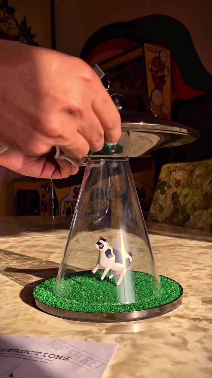The Original Alien Abduction Lamp - UFO Cow Flying Saucer LED