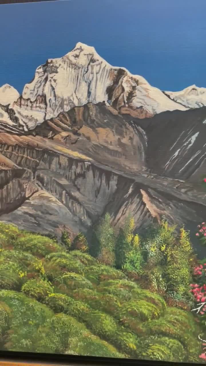 Mount Everest Artwork, Nepal Mountain Landscape Art on Canvas