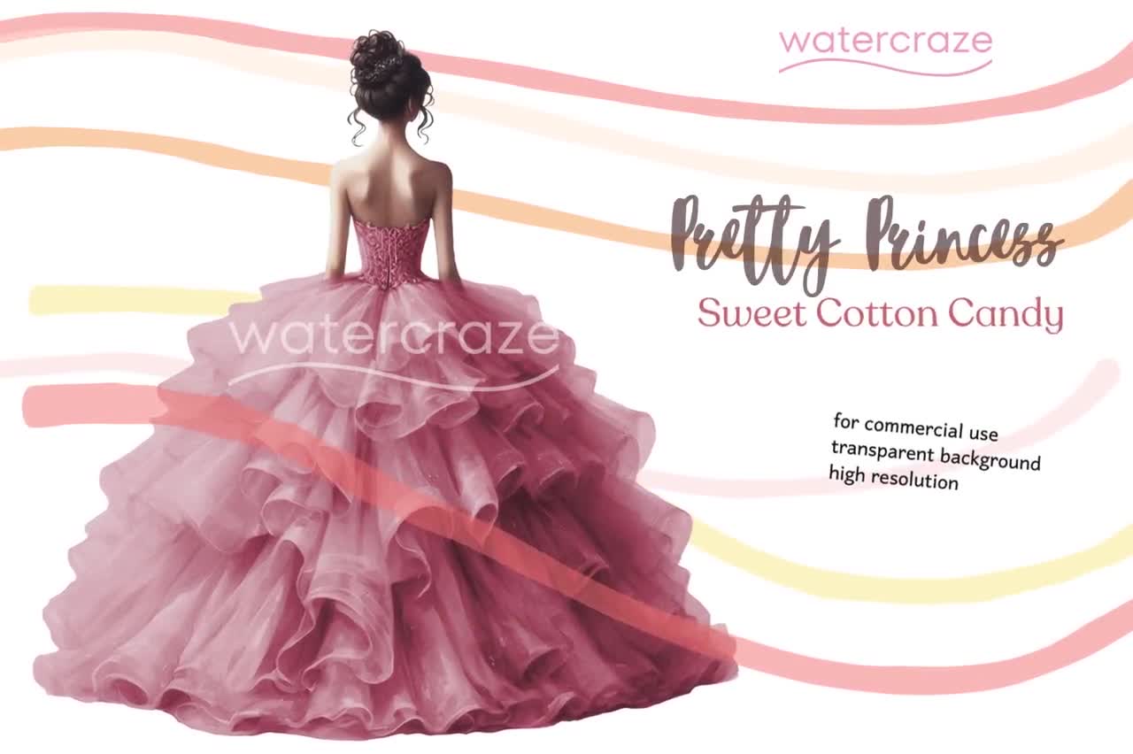 Sweet Cotton Candy - Pink Quinceaera Princess Clipart - Joanna