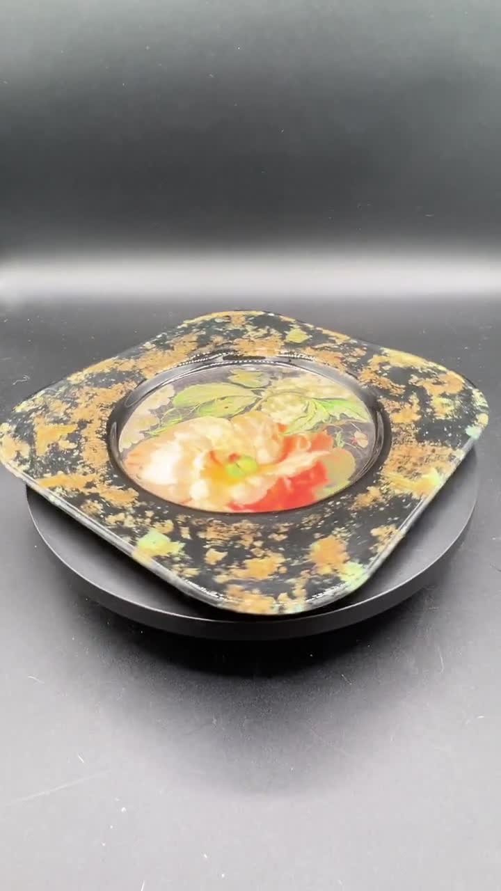 Vintage Lesley Roy Reverse Glass Art Hand Painted Plate - Etsy