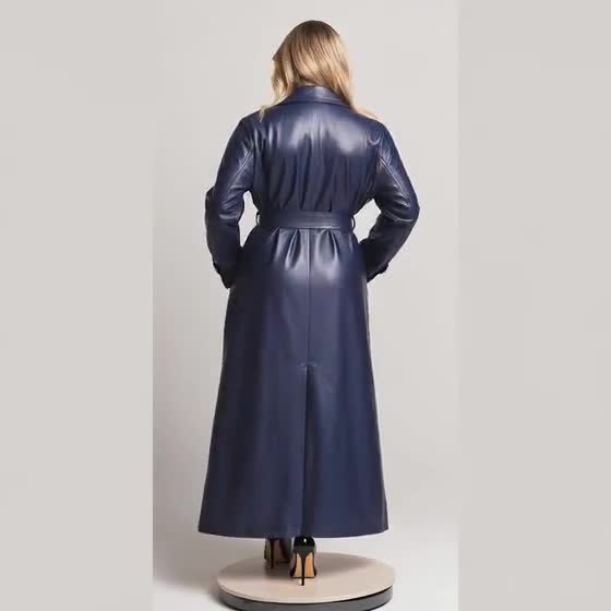 【00s archive】Blue Leather Long Coat Y2K Vintage Y2K Faux Leather Trench Coat – Navy Blue, Custom Fit - Etsy