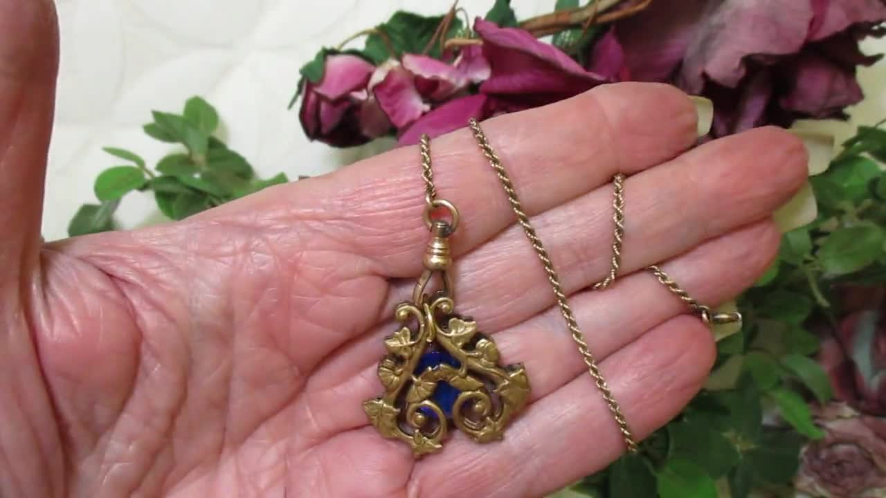 ANTIQUE Simmons Watch Chain and Ornate Fob – 12K GOLD FILL Late