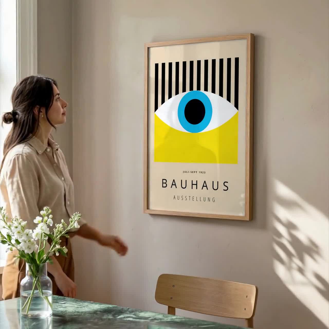 Orange Bauhaus Exhibition Print: Mid-Century Modern Framed Wall Art