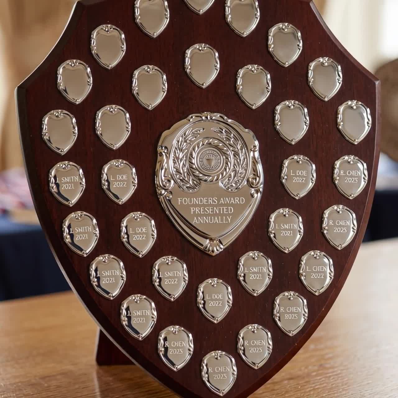 Engraved Rosewood Annual Shield Award With 32 Side Shields - Etsy