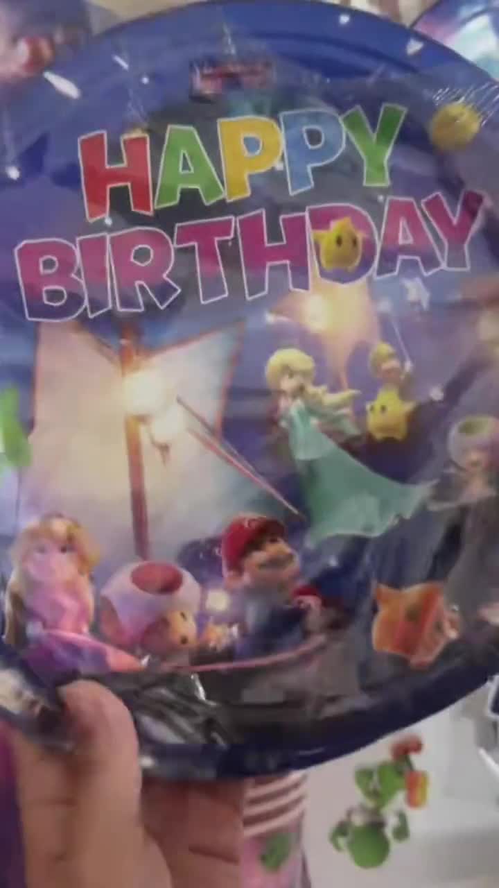 S*per M*rio födelsedagsfestdekorationer, M*rio-tema banderoll tårtdekoration ballonger bordsservis, barnfödelsedagsfesttillbehör, spelfansfestdekorationer video poster