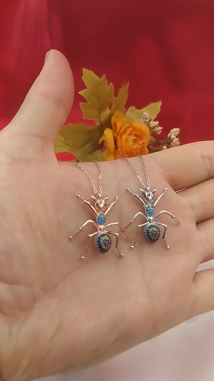 ant motif design necklace　y2k archive　蟻 Ant Initial Necklace - Ant Jewelry, Insect Jewelry, Bug