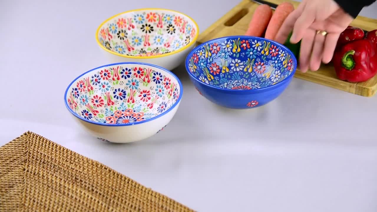 Poggiamestolo in ceramica 21 cm, vassoio in ceramica turca fatto a mano,  dipinto a mano, adatto al microonde, senza piombo, sicuro per alimenti,  ceramiche fatte a mano, regali per la mamma 