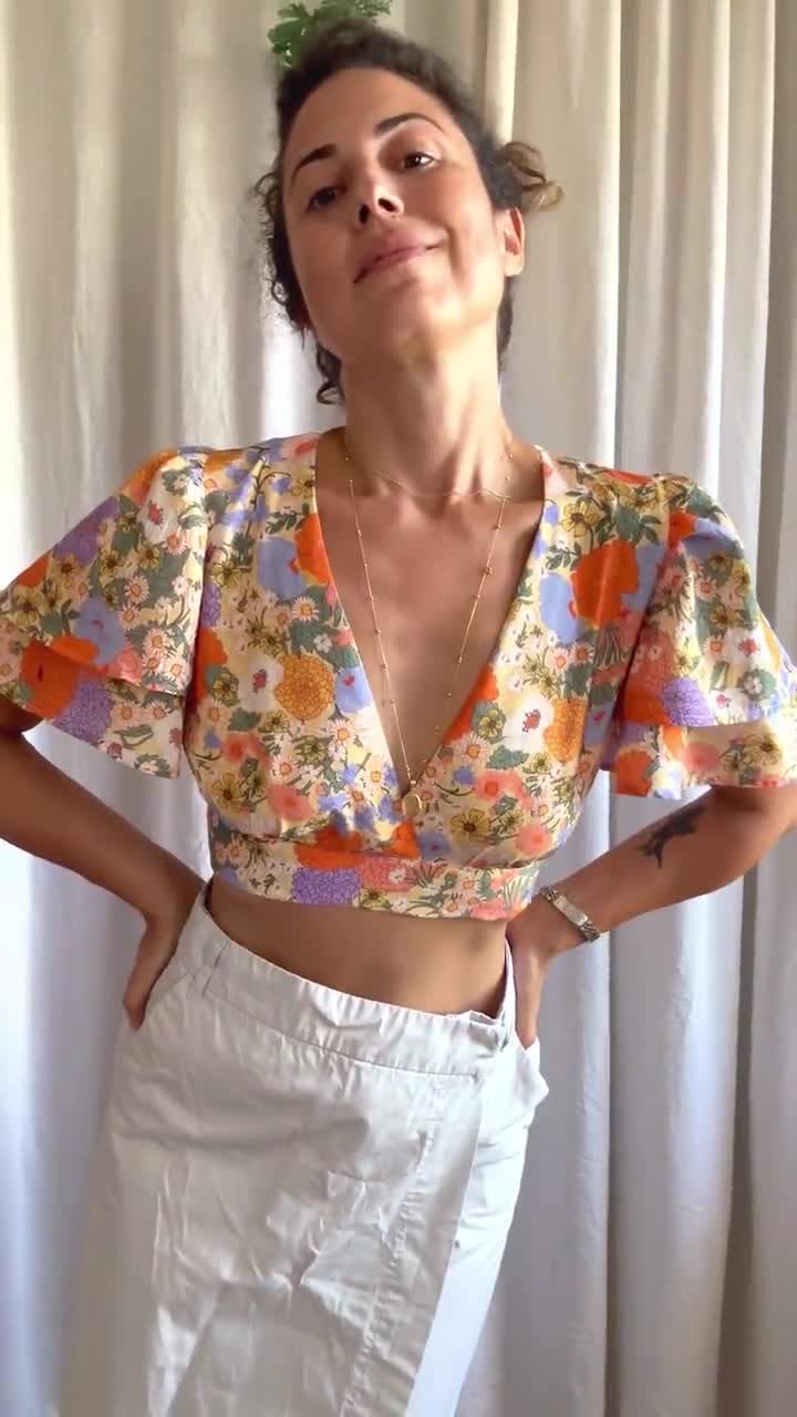 Open Tie Back Layered Sleeve Blouse Pdf Sewing Pattern- Well
