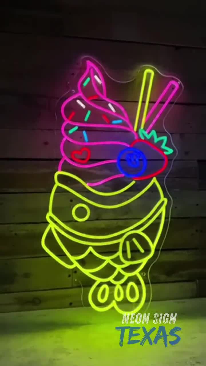 たい焼きアイスクリームネオンサイン スイートたい焼き LEDサイン たい