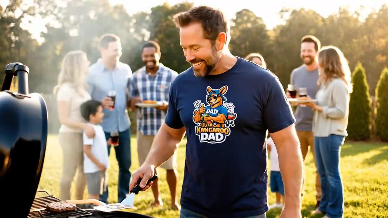 Camiseta divertida de papá canguro, diseño gráfico de papá australiano genial, idea de regalo única y divertida para papás. video poster