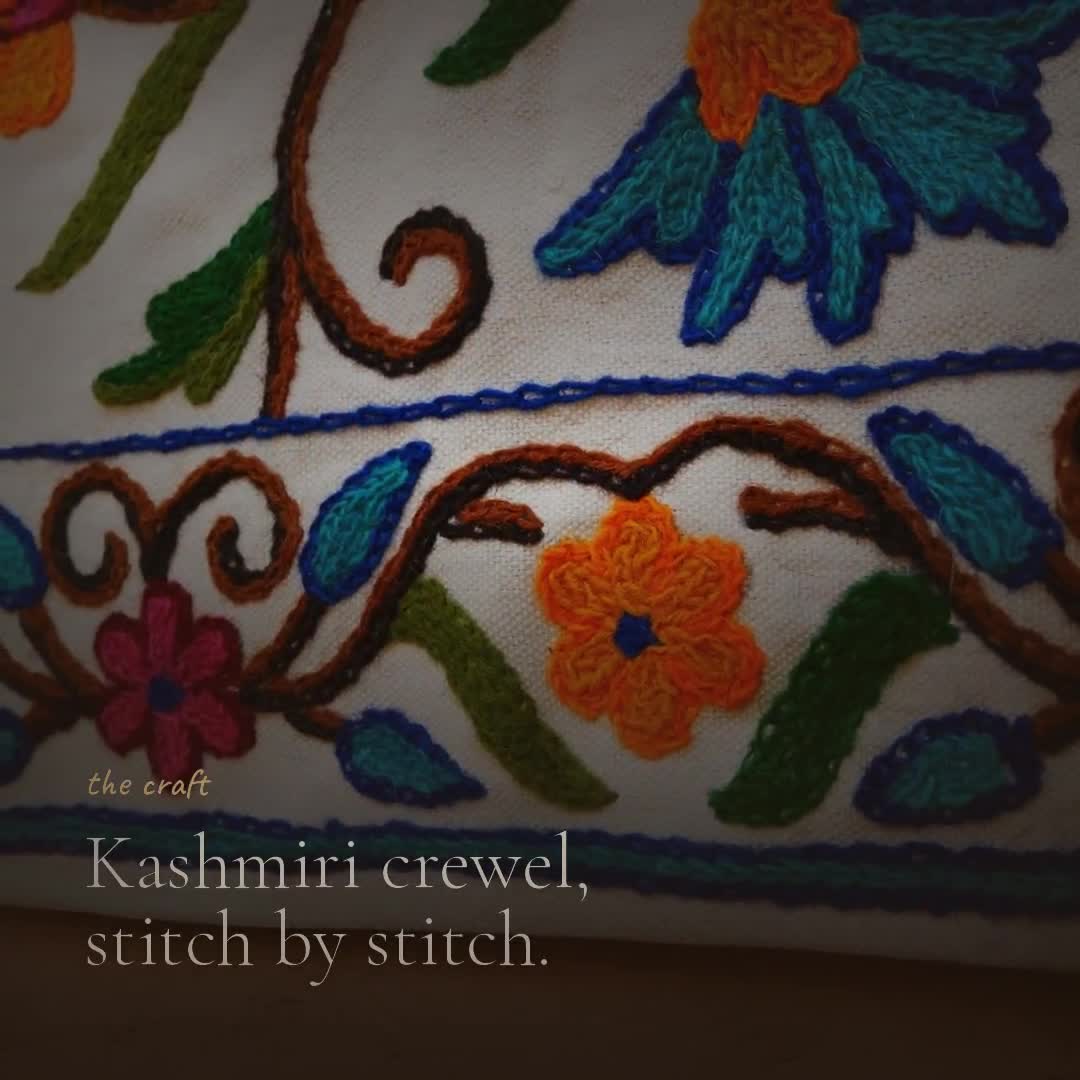 Kashmiri Table Runner & Wall Hanging – Hand Embroidered Crewel