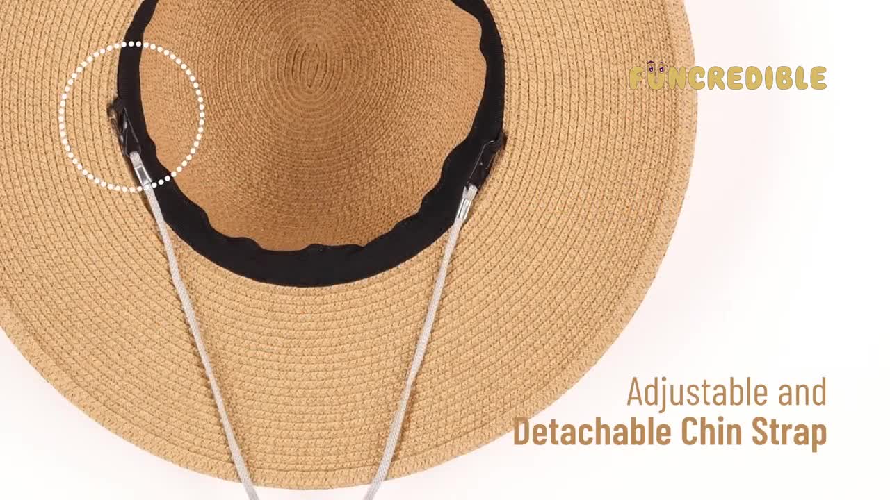 Funcredible Beach Hats for Women Panama Straw Sun Hat With Heart