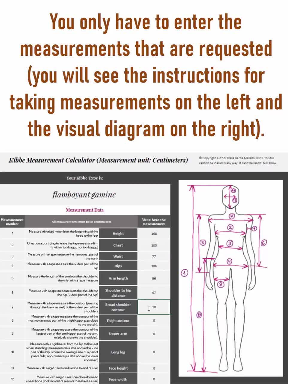 Kibbe Body Type Calculator Measurements Excel Feminine / Kibbe Body Test /  13 Kibbe Body Type / Kibbe Calculator 