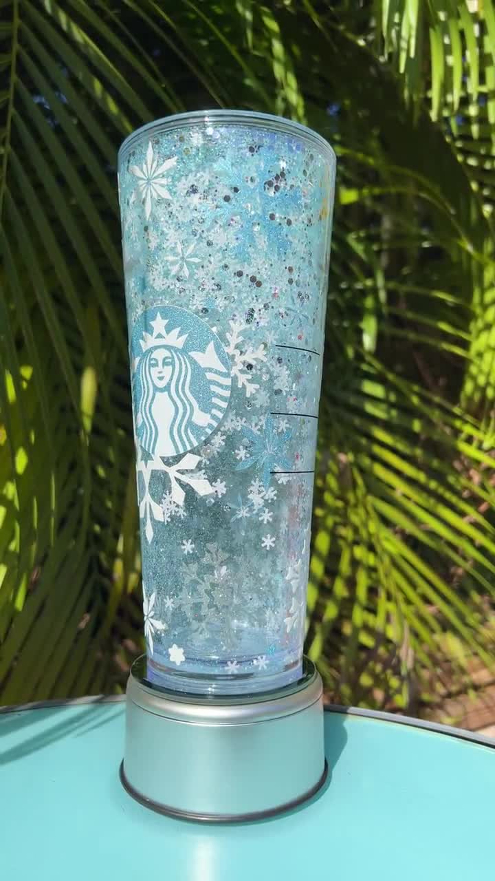 Starbucks Snowglobe Tumbler, Blue Snow Globe Tumbler, Starbucks Glitter Cup,  Starbucks Snow Globe Cup, Blue Glitter Tumbler, Winter Tumbler 