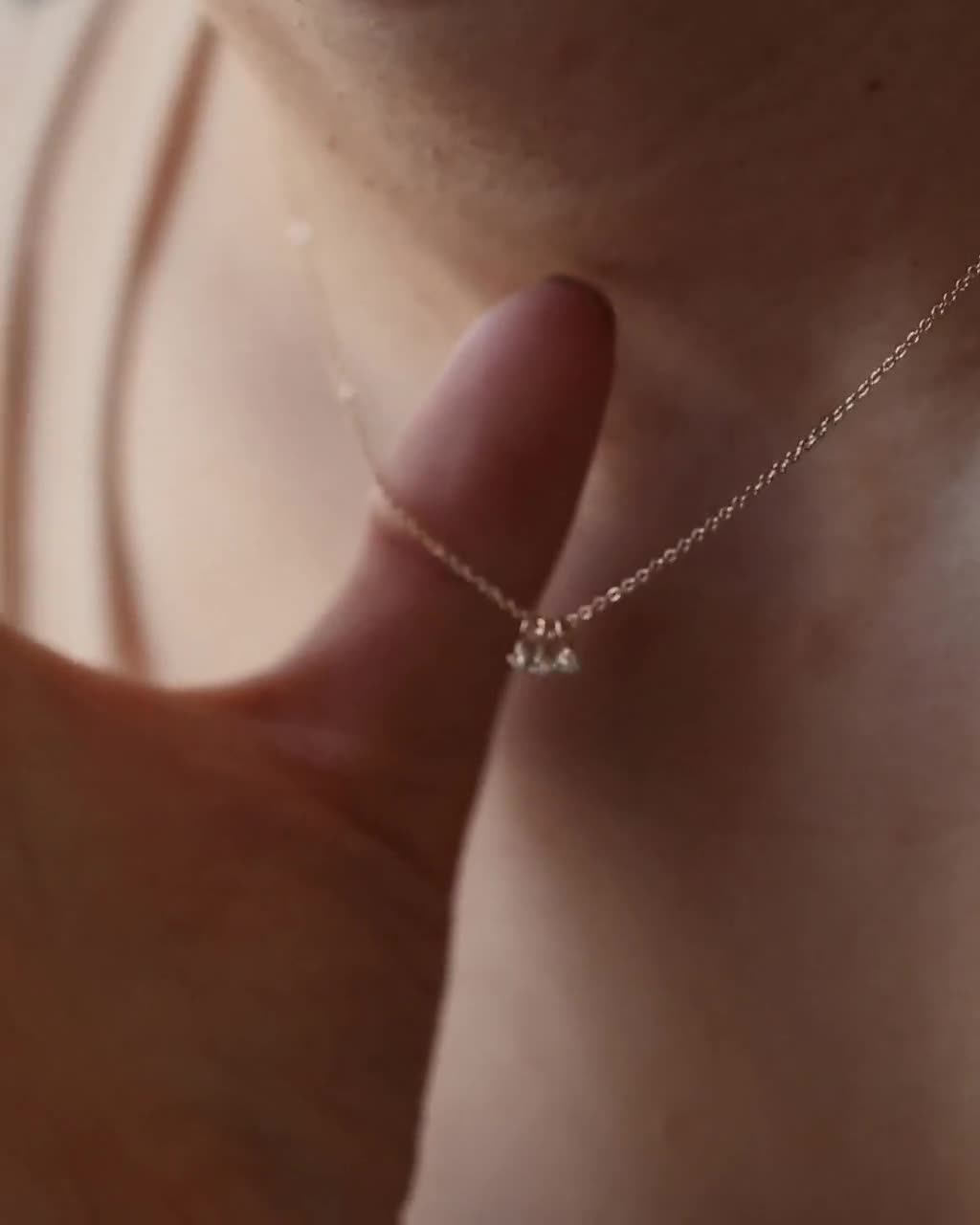 Baby Diamond Solitaire Necklace • 14k Gold Diamond Necklace