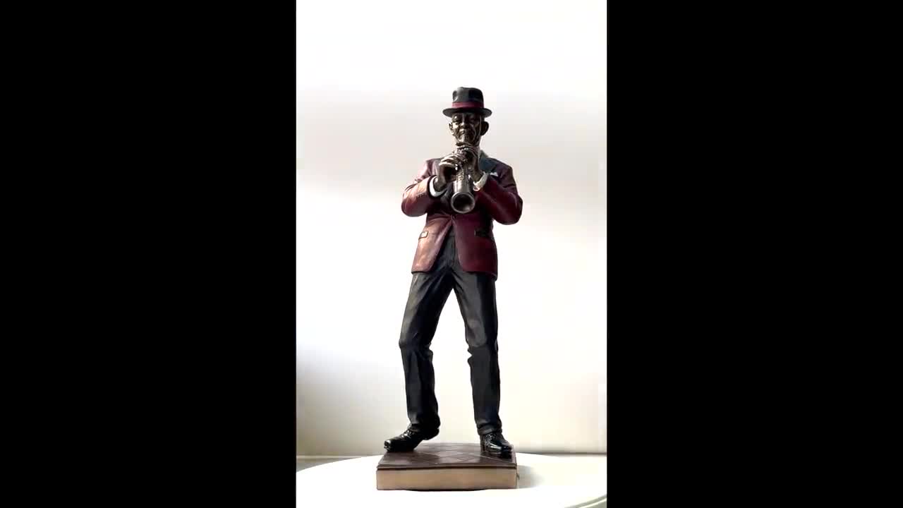 クラリネット奏者　ジャズバンド　ブロンズ　　　　楽器　置物 クラリネット奏者 ジャズバンド ブロンズ 楽器 置物