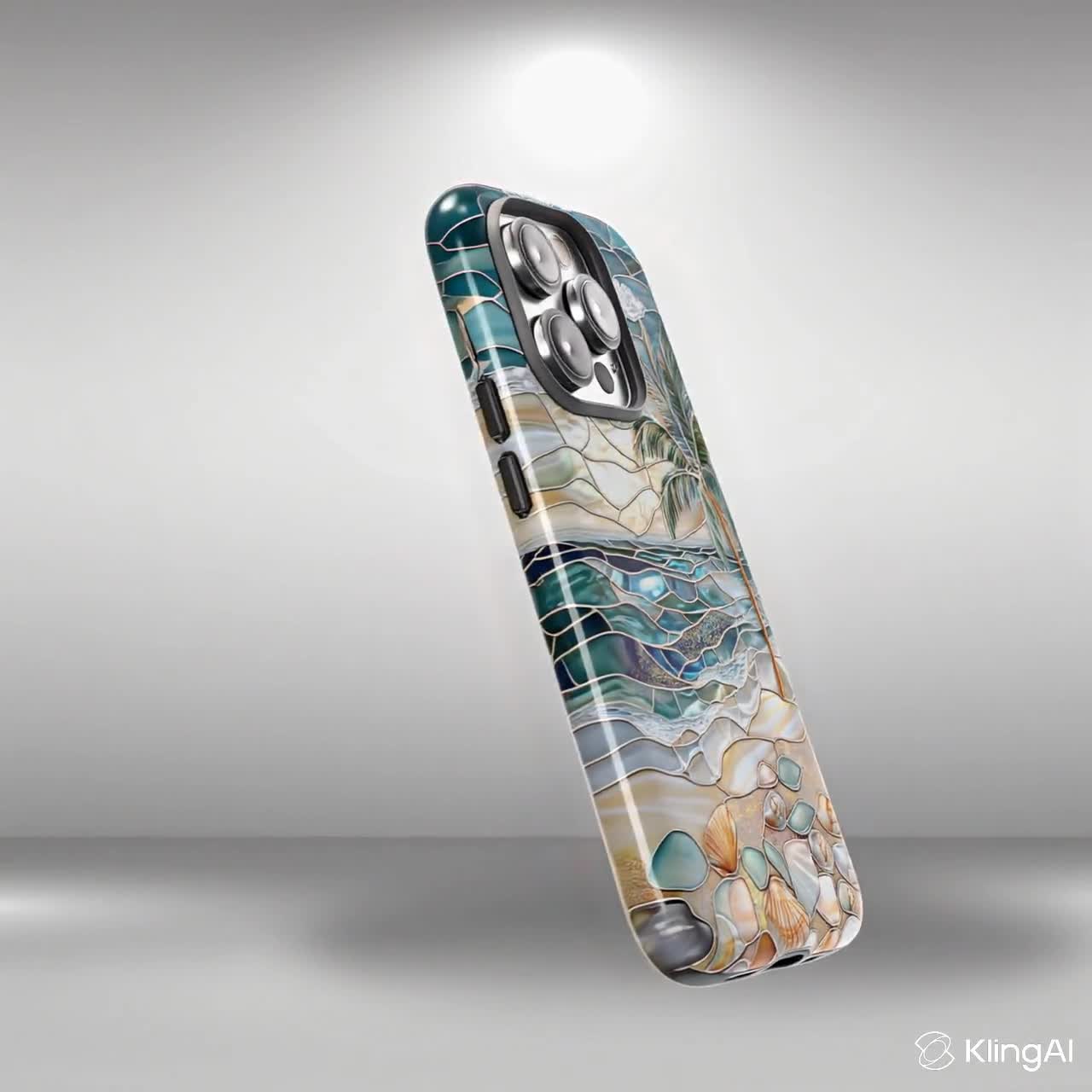 Stained Glass Ocean Waves Phone Case: Coastal iPhone Galaxy