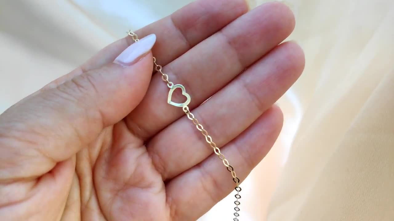 14k Gold 5-6 Polished Heart Charm Baby / Toddler / Kids Bracelet