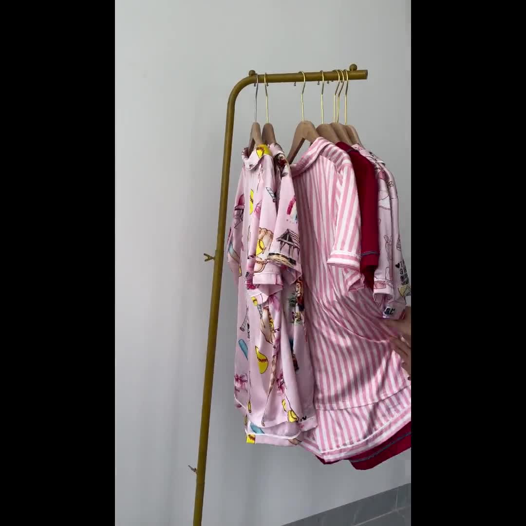 Women’s Dachshund Pajama Set, Martini & Weenies Print, Short Sleeve Satin Sleepwear, Dog Pajama, PJs Family, Pajama Gifts for Her video poster