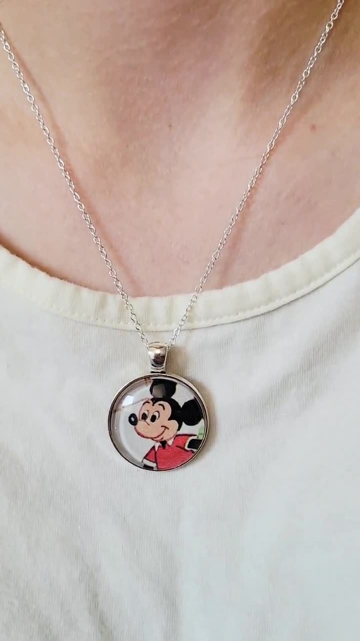 Vintage Book Page Mickey Mouse Pendant Necklace video poster
