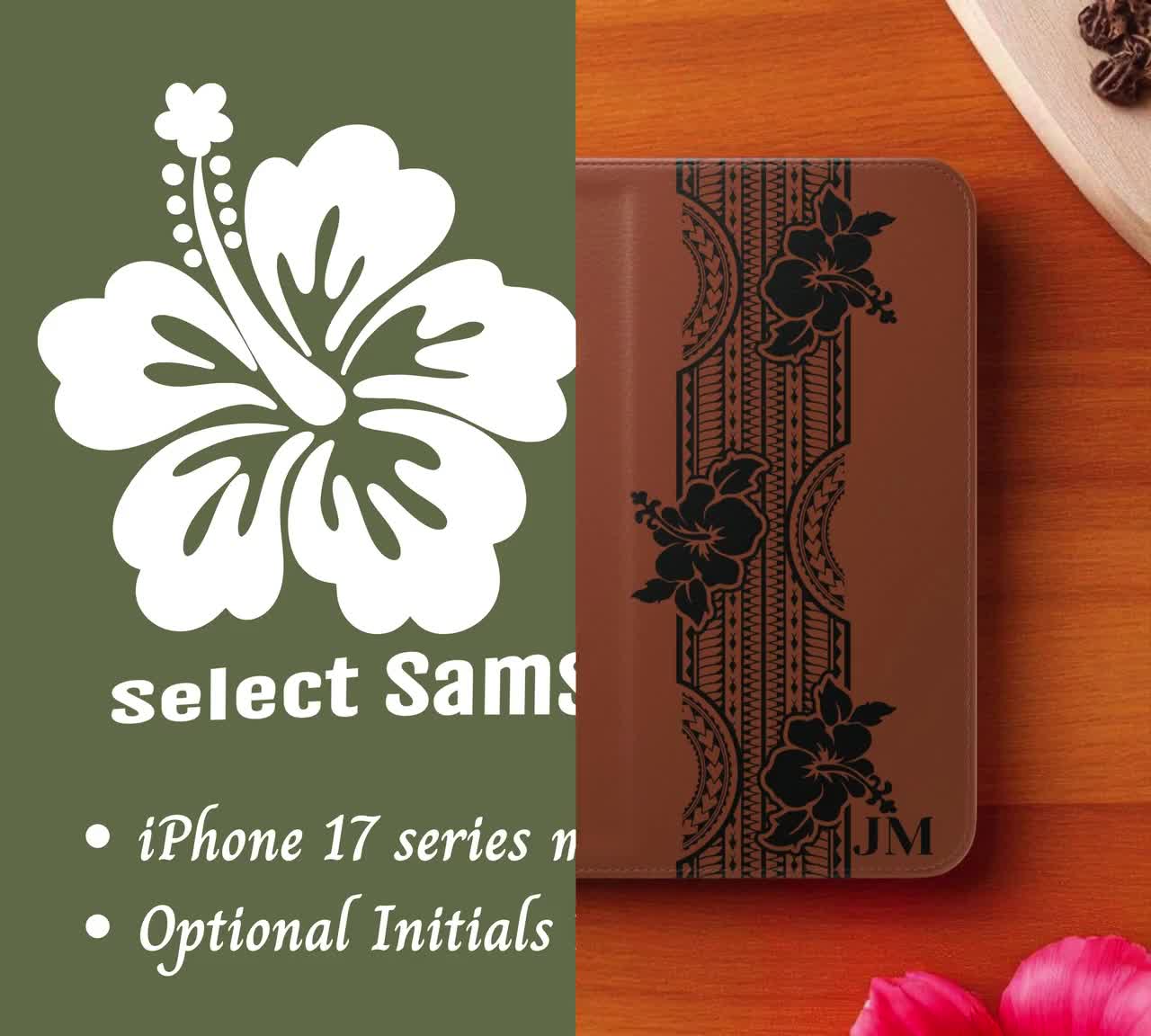 Kona Cacao Hibiscus Phone Case  Polynesian Design, Personalized