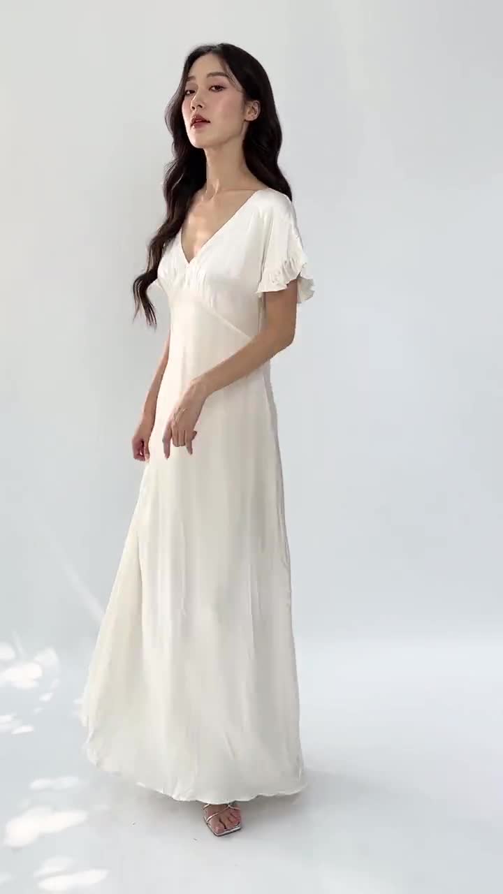 silk long dress women's clothing Serene Silk Long Dress Tanzanite L