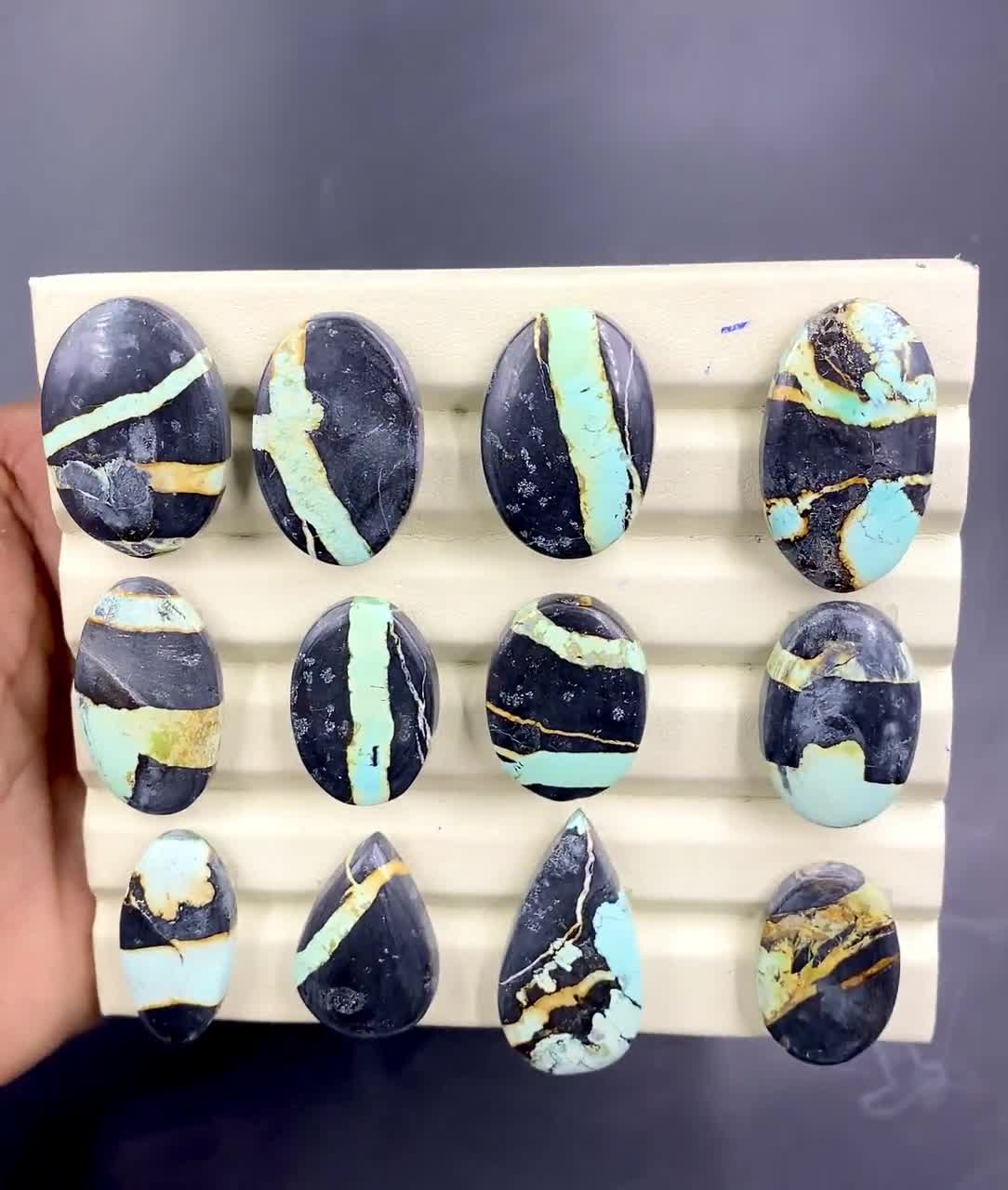 Natural Black Jack Turquoise Cabochon - Nevada Black Jack