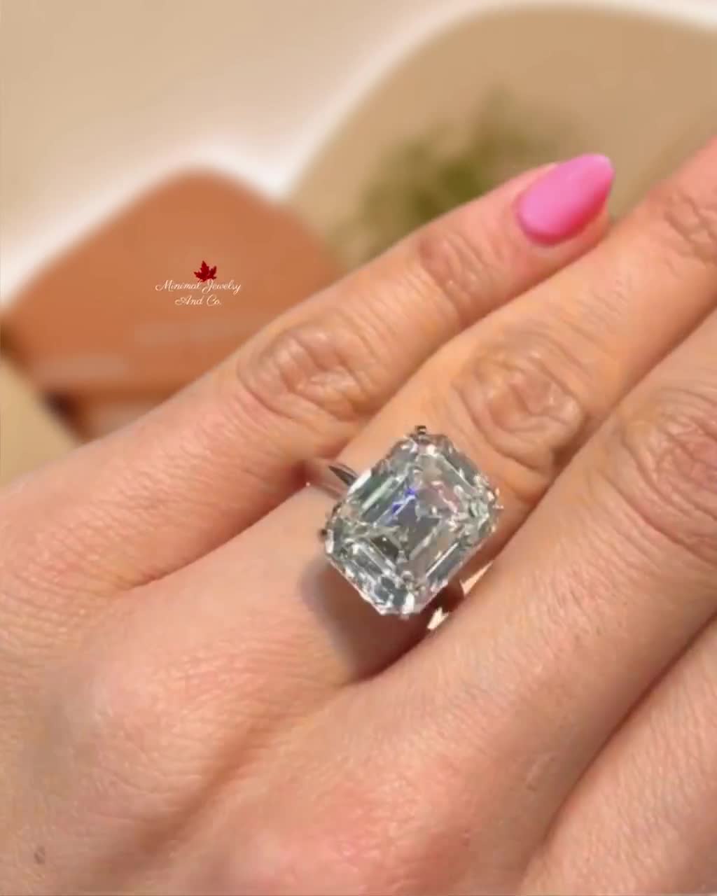 8 CT Emerald Cut Moissanite Engagement Ring,Solitaire Knife Edge wedding ring for women video poster