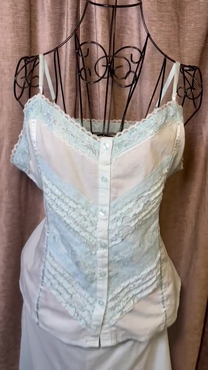 Vintage Carole Little Blue Cotton Lace Pajama Set – Y2K Cottagecore Lounge XL video poster