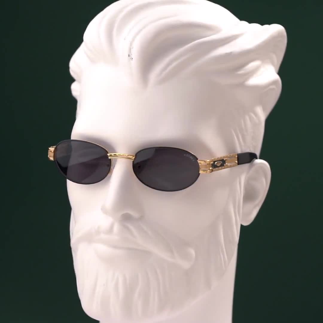 Sting Vintage 90s Sunglasses | Ornate Gold Oval Metal Frame Made