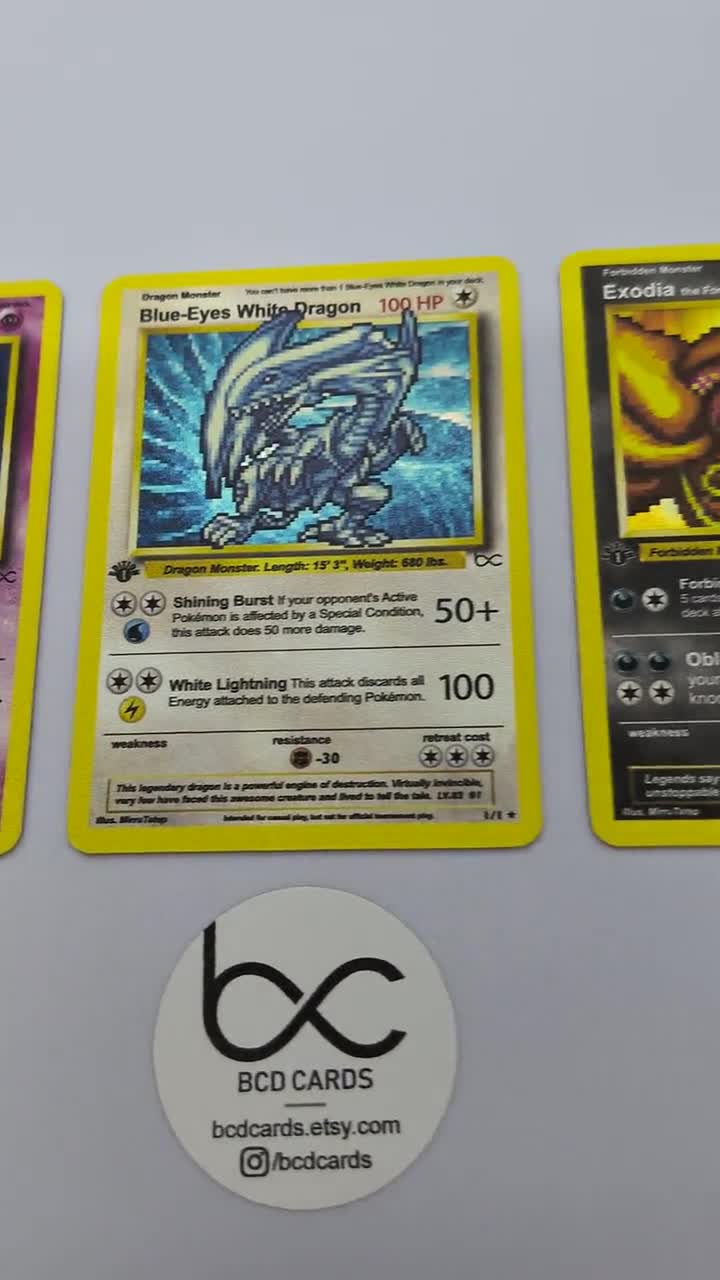 Blue-Eyes White Dragon, Dark Magician, Exodia - Custom Pokemon Card