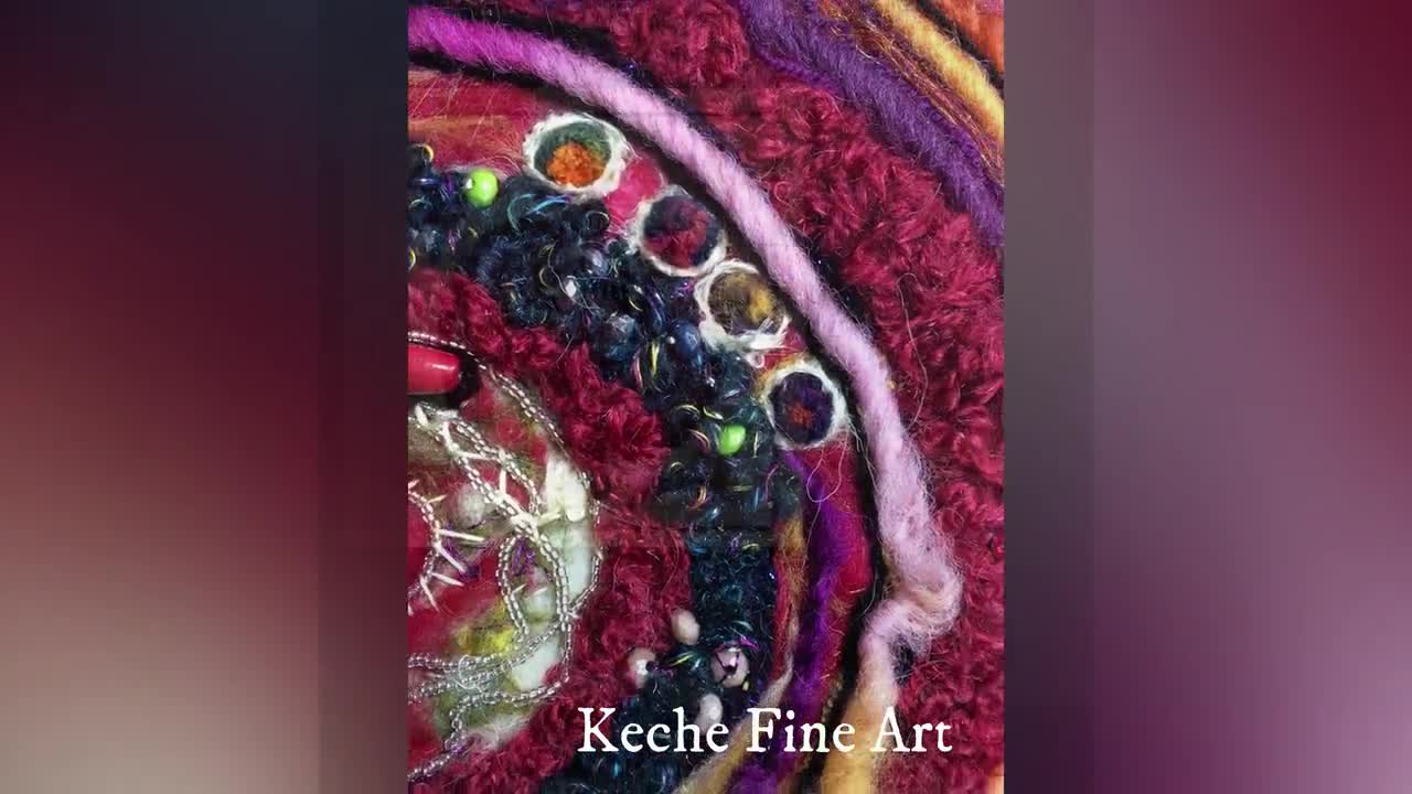 Mystic Pomegranate Felt Art Painting – Needle Felted Wool